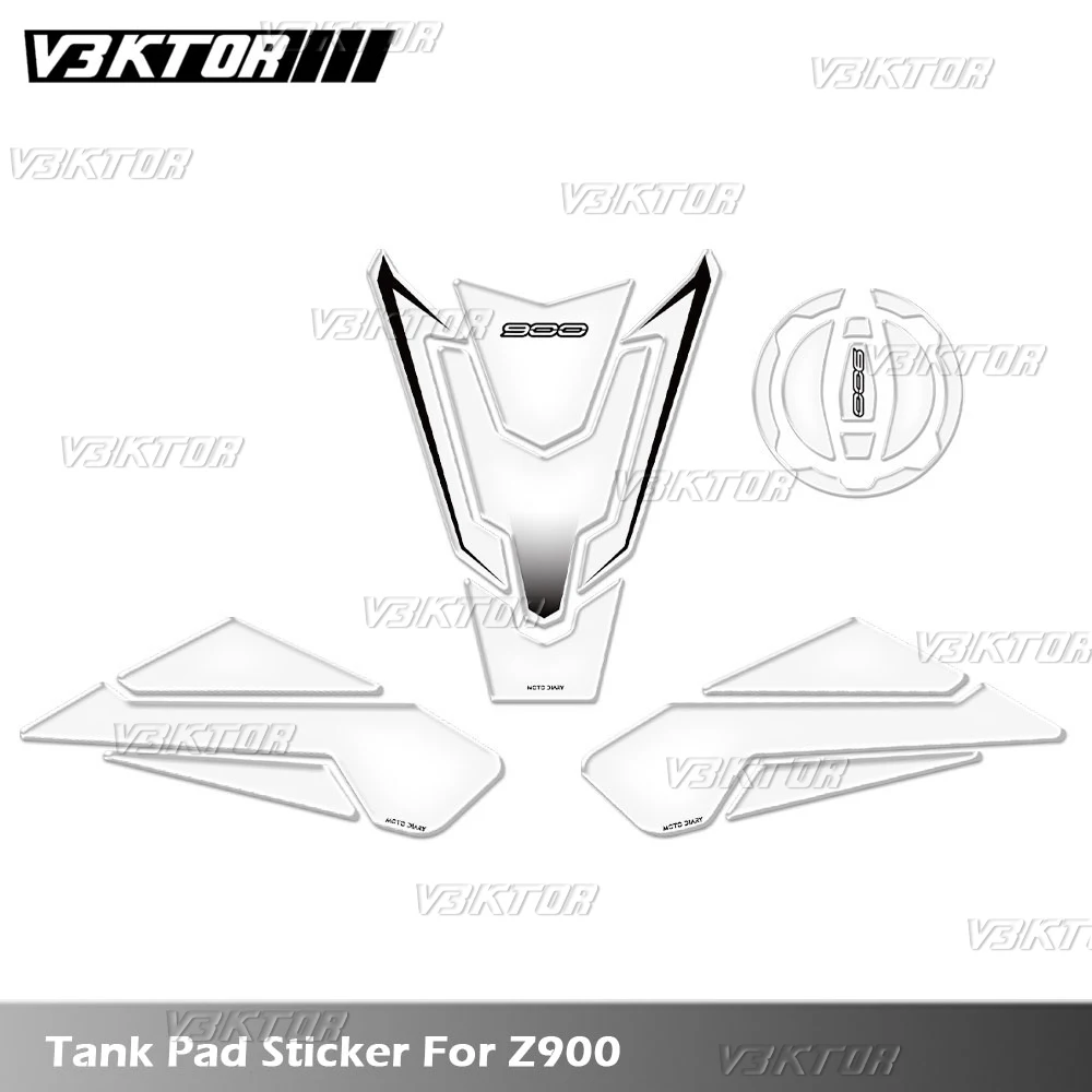 For Kawasaki Z900 Z 900 2017-2025 3D Motorcycle Transparent Fuel Tank Pad Sticker Tank Cap Decal Protector Waterproof