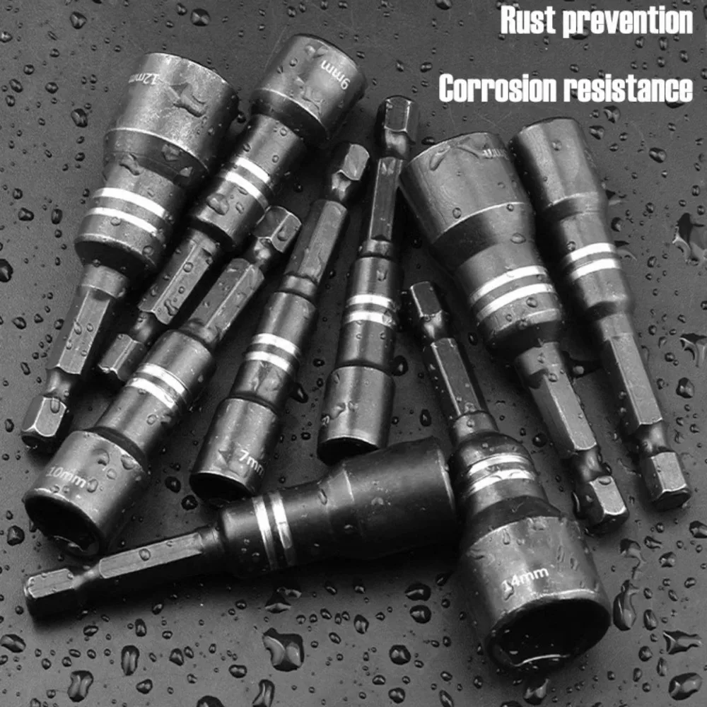 10/7/6pcs Hex Magnetic Socket Wrench Socket Electric Drill Tool Accessories Auto Repair Tool Impact Extension Socket Adapter