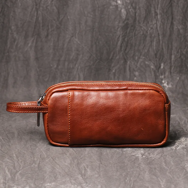 Men and women Fashion simple versatile portable coin wallet Leather soft leather zipper clutch bag