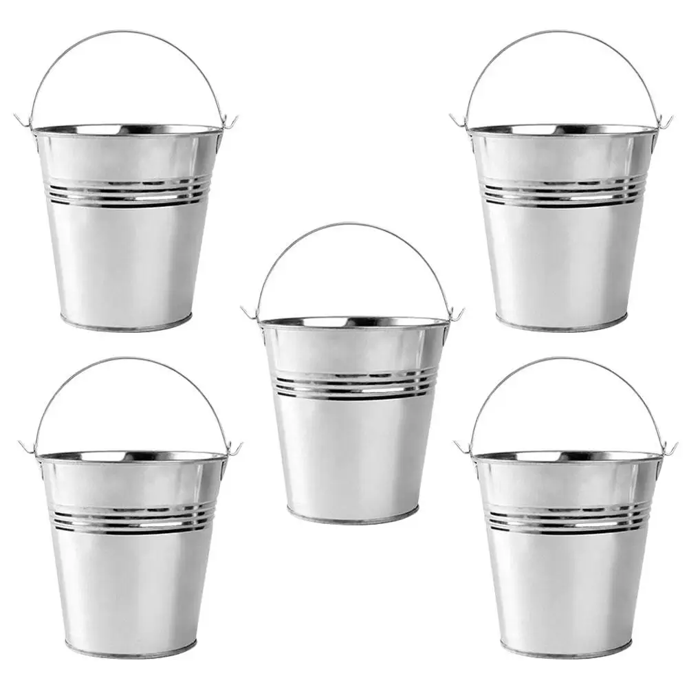 

5PCS Small Steel Bucket Flower Ice French Fries Metal Food Container Tinplate Storage Home Bar Snacks Chip Mini