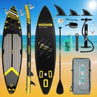 11ft Inflatable SUP Board 350x84x15cm Ultra-Light Double Layer w/Full Accessories for Surf, Yoga, Fishing - Blue/Red (Model: SUP
