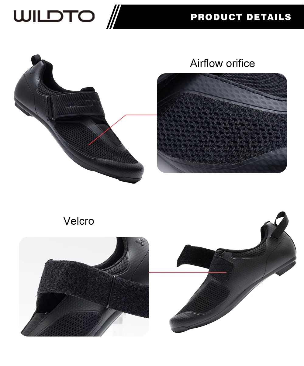 WILDTO Triathlon-Radschuhe Herren-Rennradschuhe Neue Nylon- und Glasfasersohle Knock-Schutz-Zehenpartie Atmungsaktive Fahrradschuhe mit Schnellverschluss – Detail 7