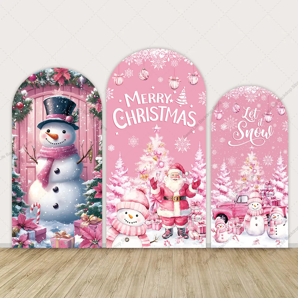 

Розовый рождественский арка, фон, чехол, снеговик, рождественская дверь, зимний семейный праздник, вечеринка, арка, баннер, украшение