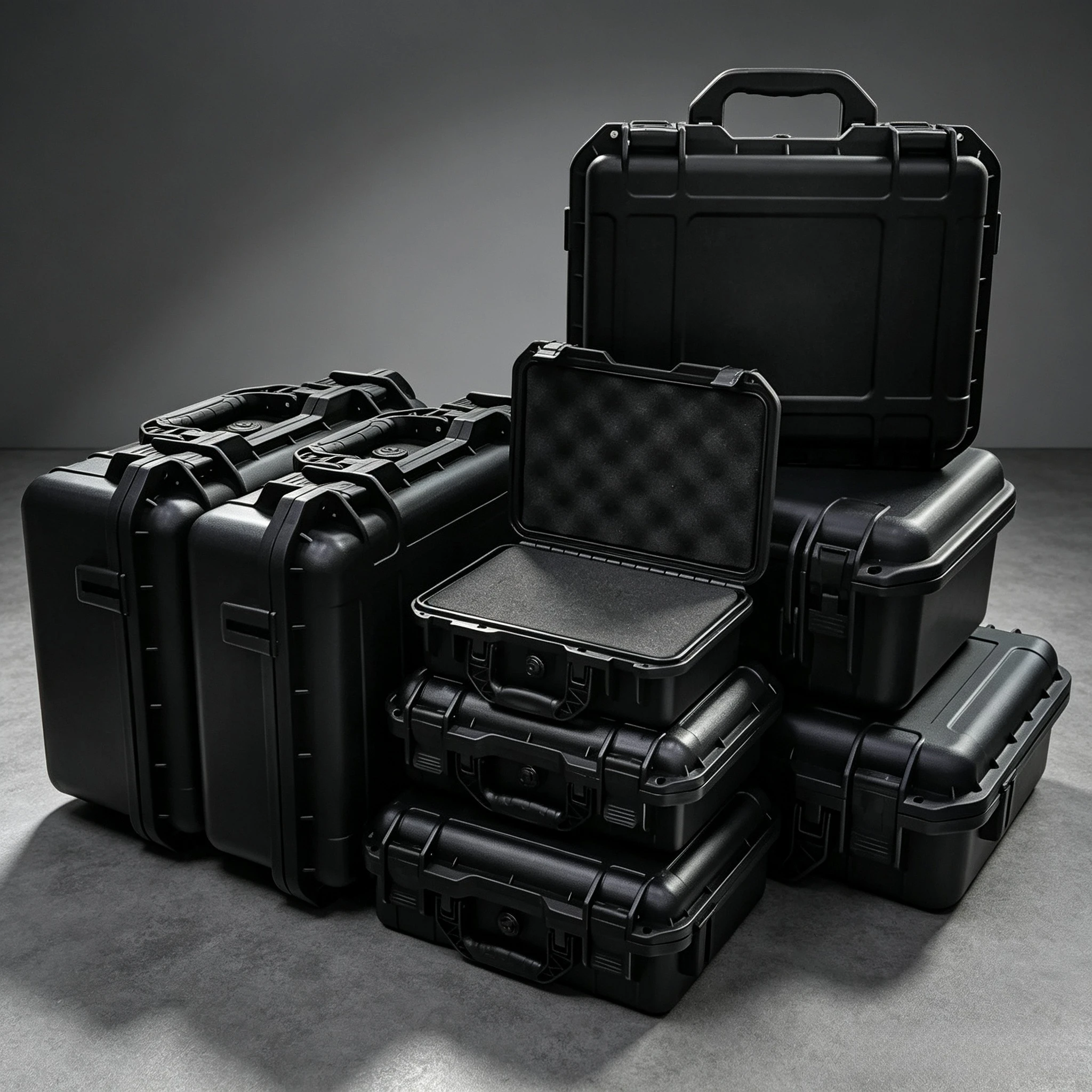 Waterproof Shockproof Protective Tool Box Hard Plastic Storage Case with Pre‑Cut Sponge Inserts for Equipment Tools Small Parts