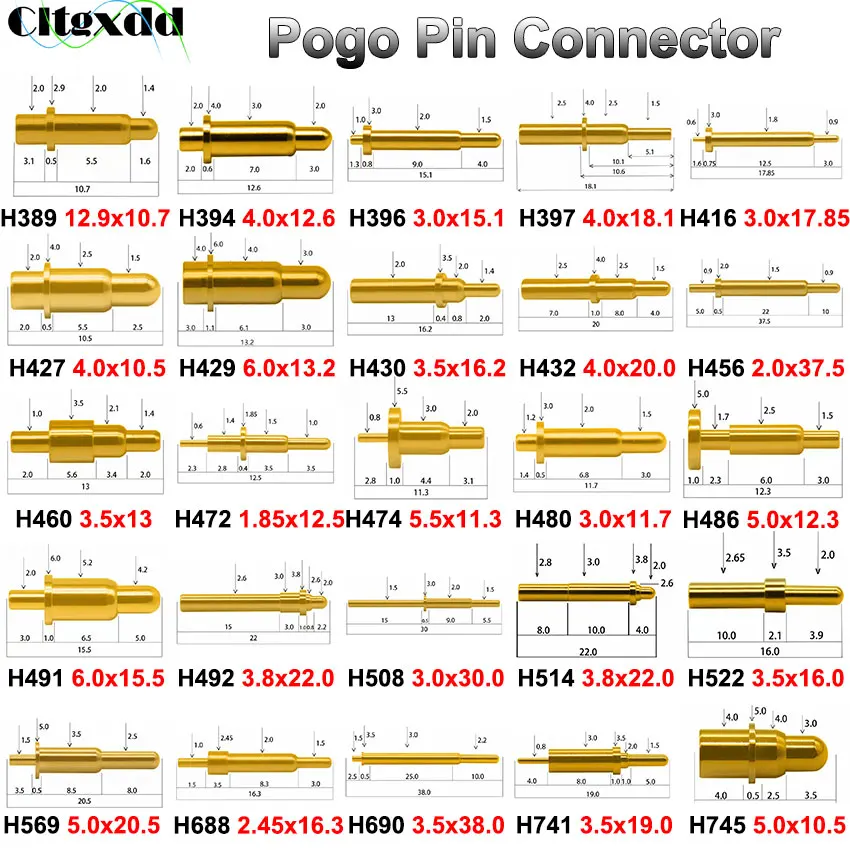 

1pcs 10.5 12.5 13 15.5 16 19 20 20.5 22 30 38mm Pogopin Connector PCB Contact Battery Spring Top Pin SMD DIP Pogo Pin Test Probe