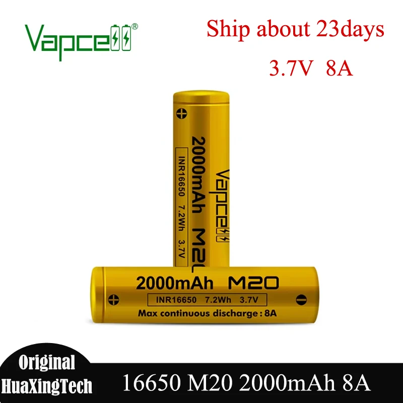 Original Vapcell 16650 M20 Batterie 2000 mah 3,7 V 8A Wiederaufladbare Lithium-Batterie INR 16650 für Taschenlampe Power werkzeug Spielzeug
