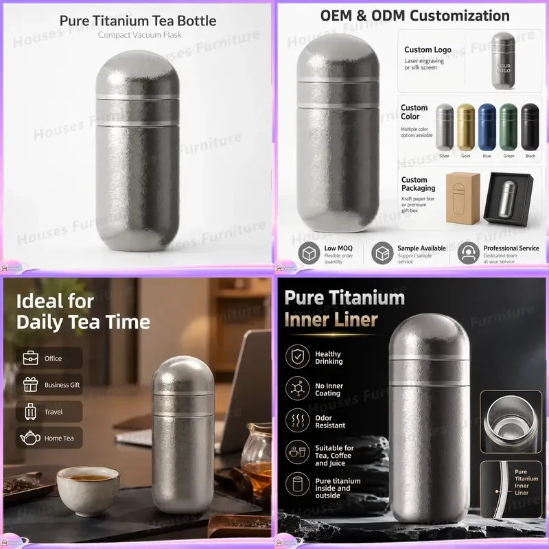Pure Titanium Vacuum Insulated Mini Thermos Cup Portable Pocket Capsule Flask 6-12H Heat Retention Travel Mug for Men Gift