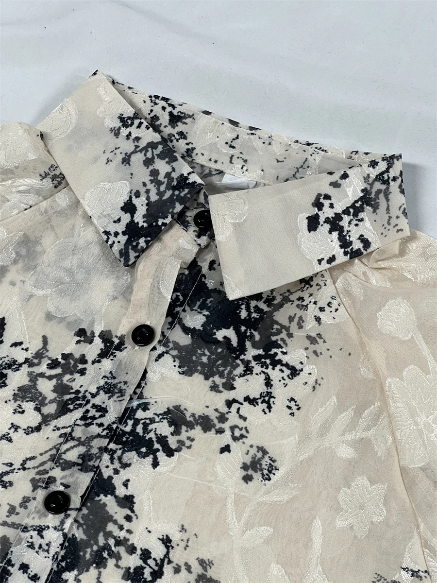 قمصان كاجوال بأكمام طويلة بلوزة نسائية مخططة بأزرار سفلية مع ياقة مقلوبة وتصميم فضفاض لملابس الشارع اليومية للمكتب #6