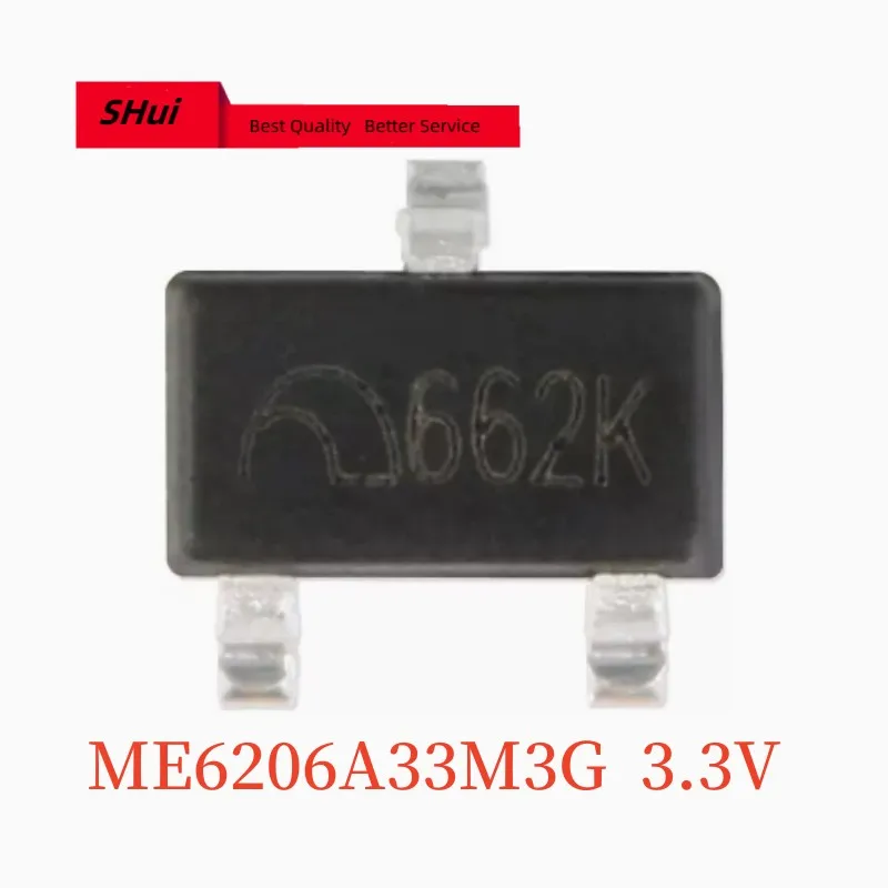 100PCS ME6206A33M3G SOT-23 3.3V 2% 6V Low dropout linear regulator chip