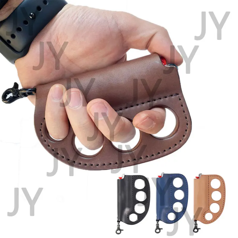 PU/Cowhide Leather Outdoor Camping Self-defense Lighter Storage Leather Case, Portable Multi-purpose Fighting Keychain