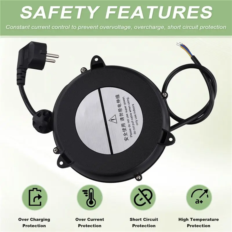 DT39 Small Automatic Retractable Wire Winding Device 4.5M EU Plug Retractable Storage Reel for Home Office