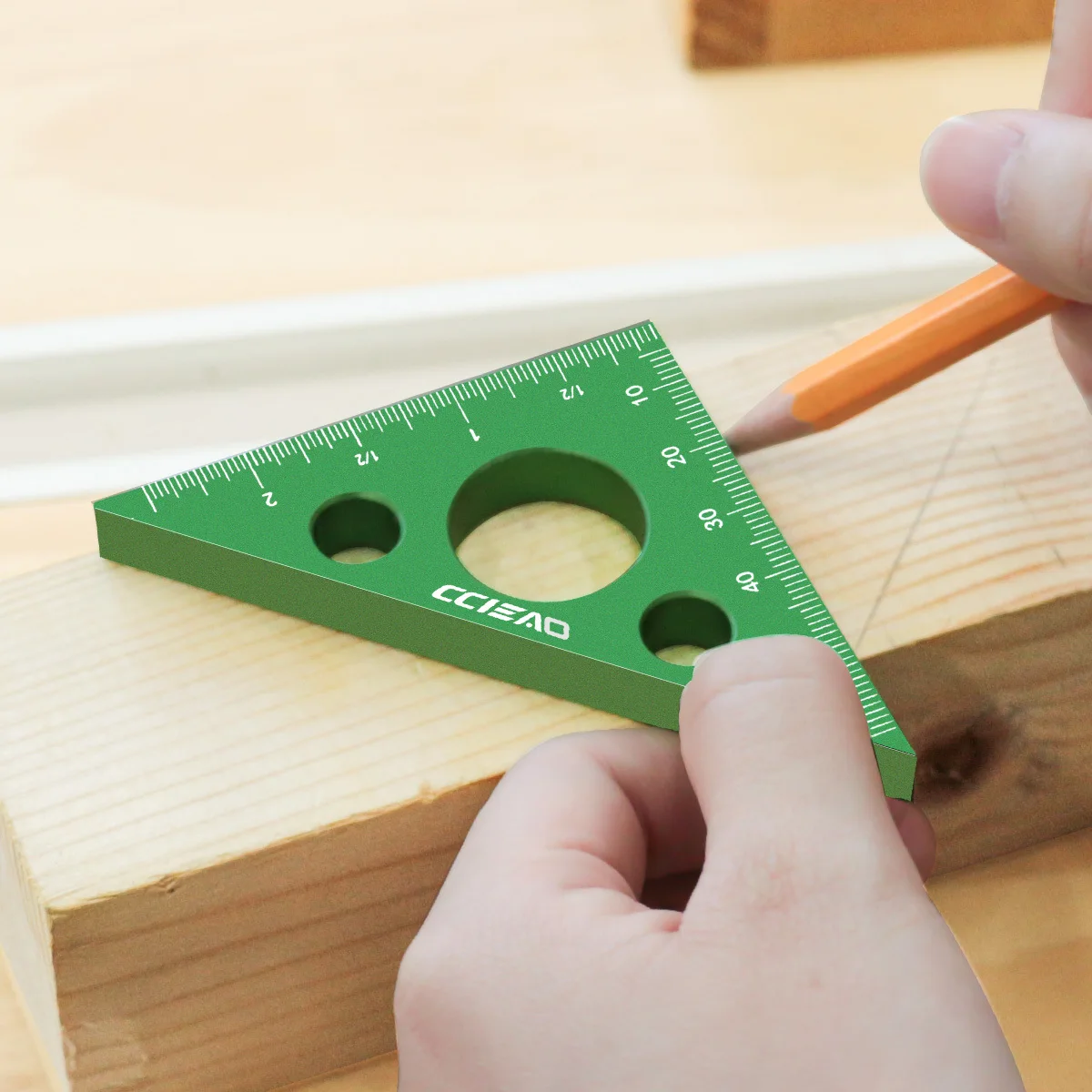 Regla triangular de aleación de aluminio, ángulo de 45 grados, escalas imperiales y métricas, cuadrados de carpintería de precisión triangular derecha isósceles