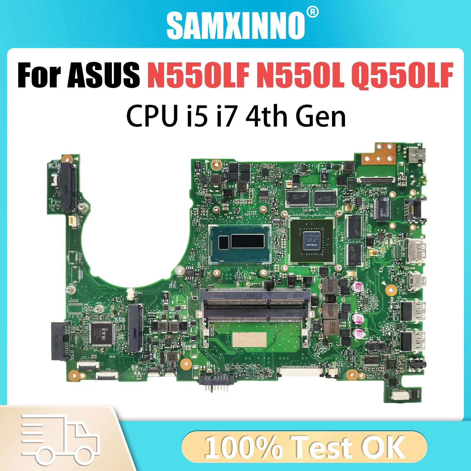 N550LF Laptop Motherboard For ASUS Q550LF N550L Q550L Mainboard With I5-4200U I5-4210U I7-4700U I7-4710U GT745M-V2G 100% Working