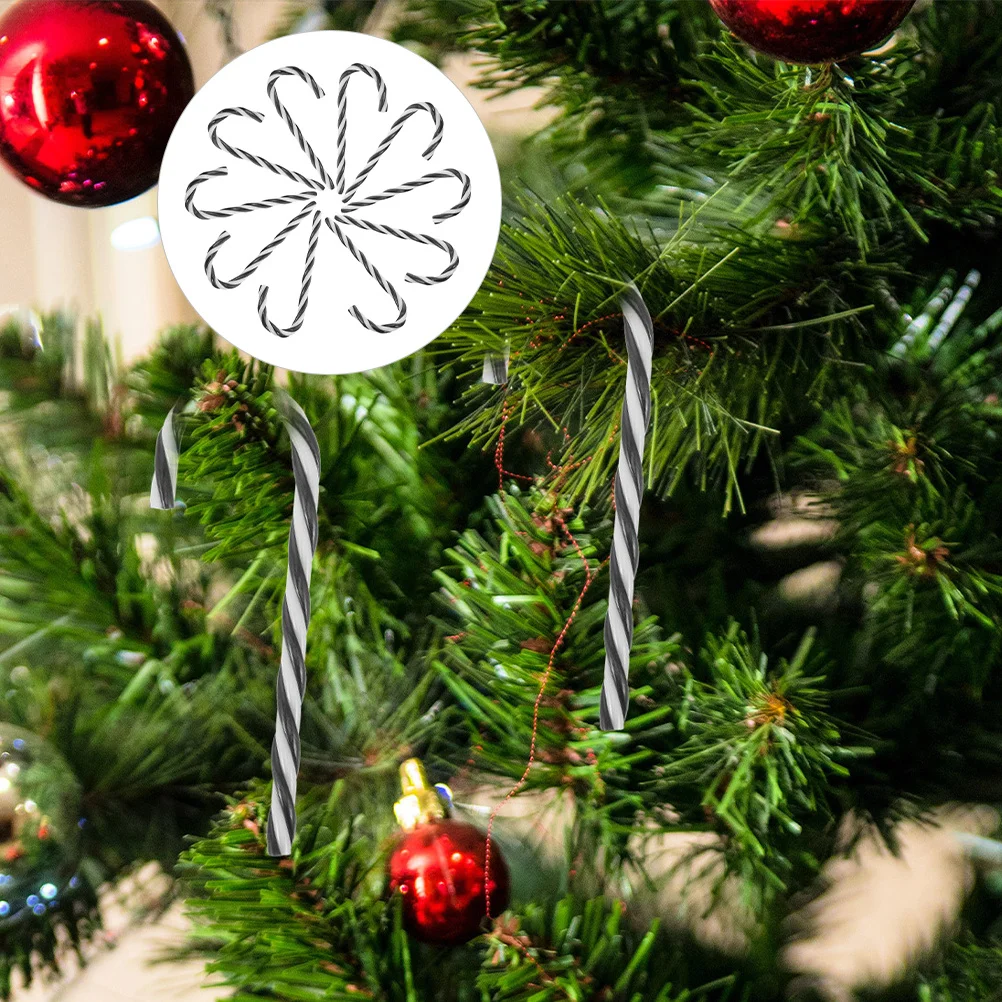 

12Pcs Plastic Candy Cane Ornaments Xmas Tree Adornments Reusable Easy Installation 12cm Holiday Decor Candy Cane