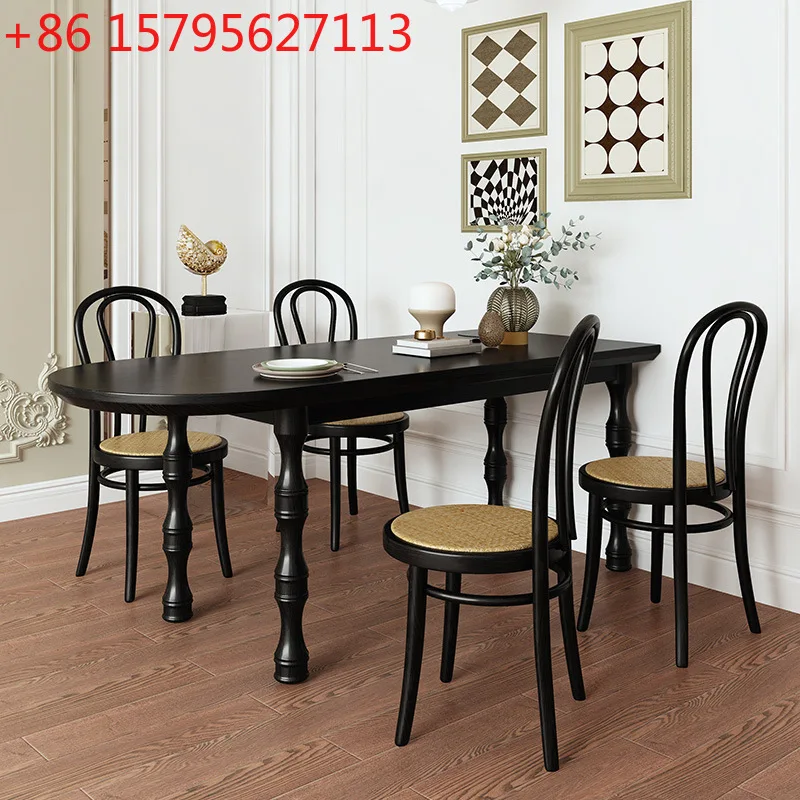 

Light luxury solid wood French vintage dining table, home small apartment designer, creative workbench, semi-circle wall-against