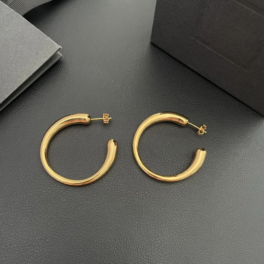 Europe Famous Designer 24K Gold Plating Big Small Circled Earrings Women Luxury Jewelry Trend