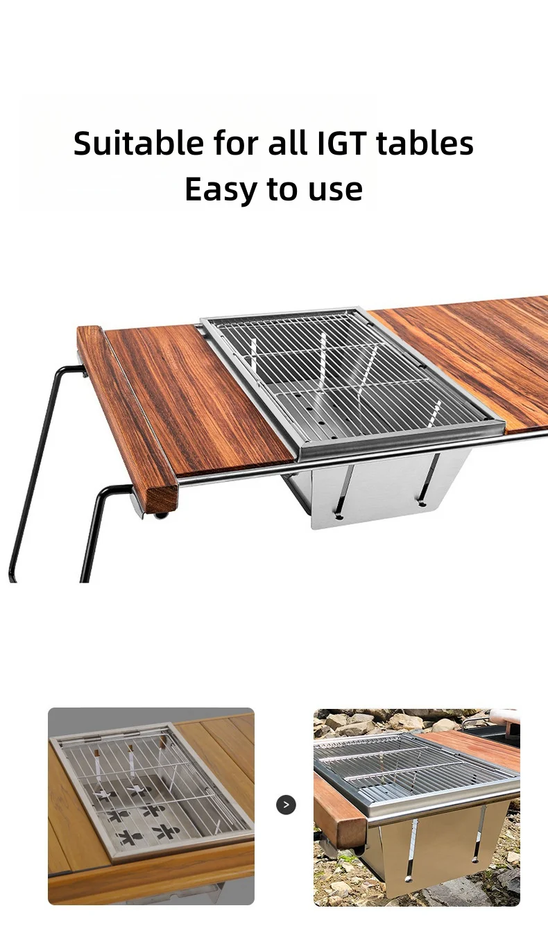 야외 304 스테인레스 스틸 올인원 그릴 휴대용 야외 스토브 IGT 테이블 스토브 접이식 바베큐 캠핑 스토브