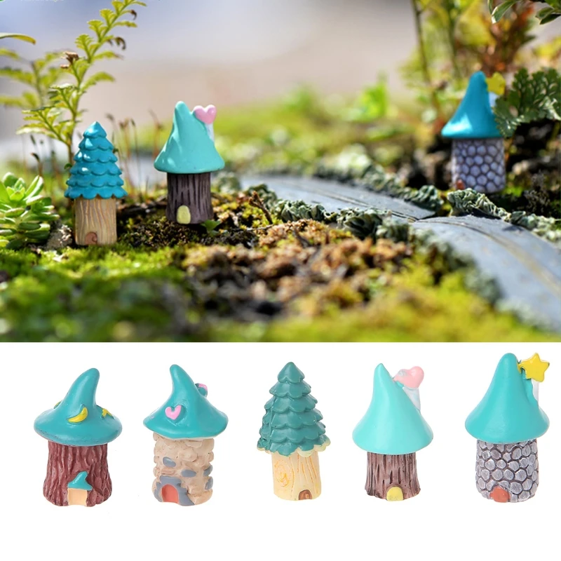 1Pc Resin House Fairy Garden Miniatures Micro Cottage Landscape DIY Decorations