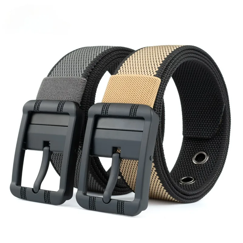 Men's Pin Buckle Belt Fashion Versatile Zinc Alloy Double Sided Nylon Belt Casual Business