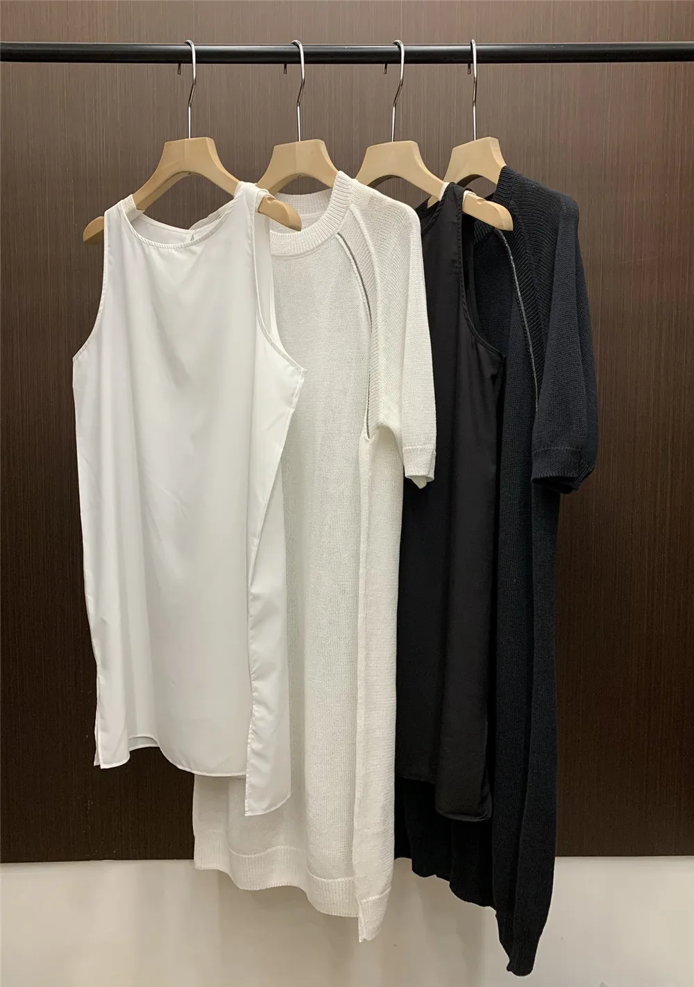 

24 B*C Summer Two Piece Patchwork Dress Cotton Silk Knit Short Sleeve Long Dress