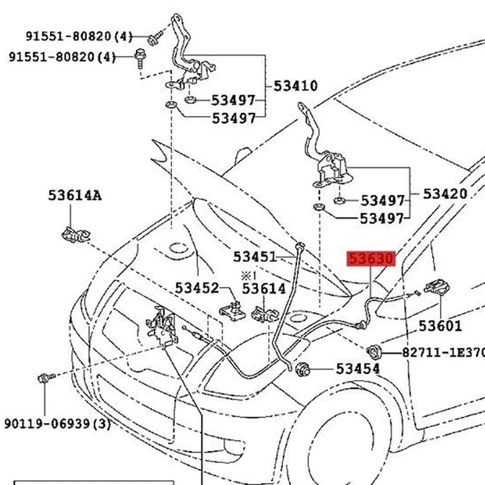 Hood Release Cable Assembly for Toyota For RAV4 2006 2007 2008 2009 2010 2011 2012 Fits OEM 536300R010 Specification