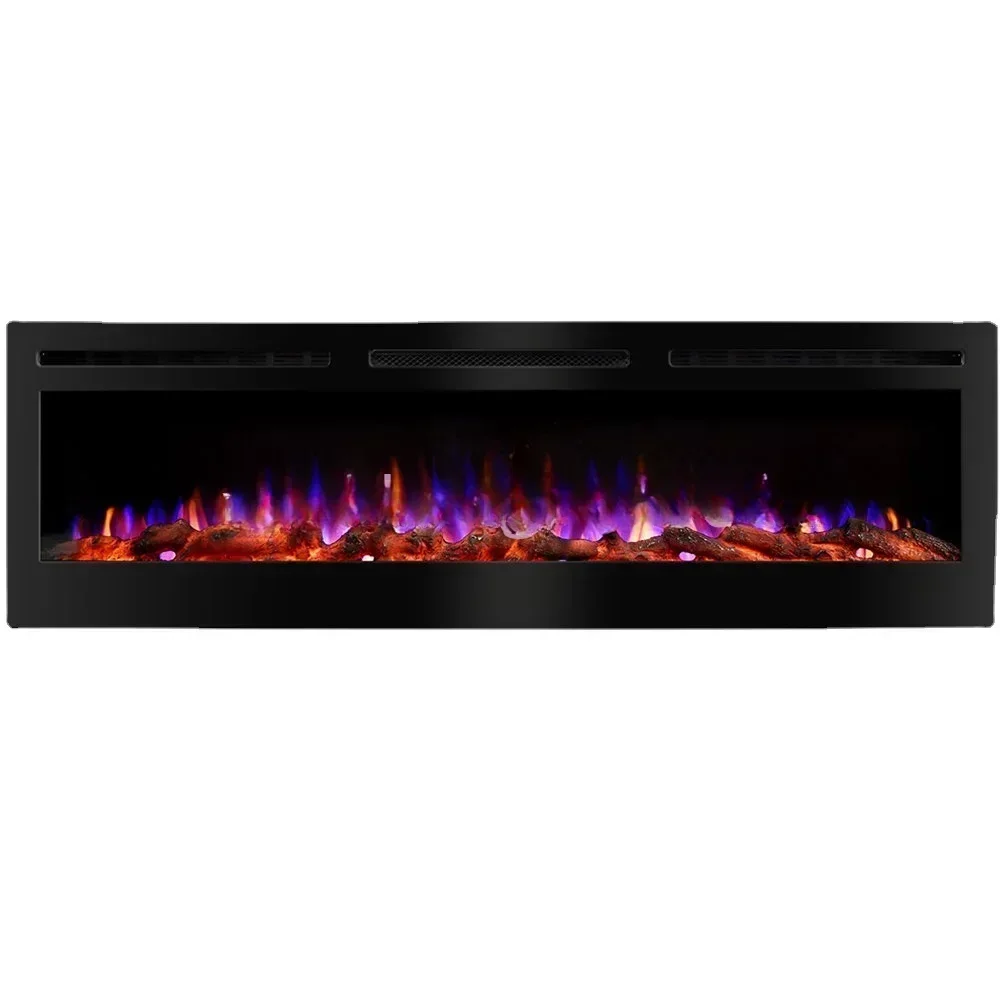 Living Room Electric Fireplace Decorative Wood 3d Indoor Fire Prevention Hidden Wall Mounted Home Heating with Remote Control