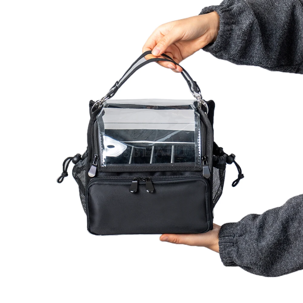 

New design transparent PVC makeup tool storage bag with external pocket