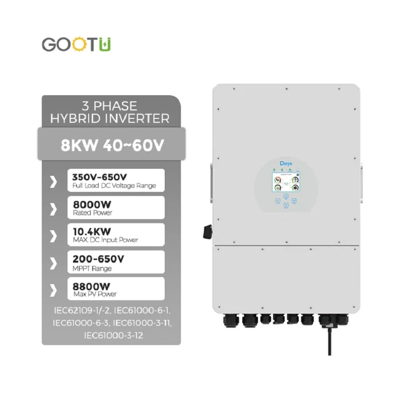 

DEYE 3 Phase Hybrid Solar Inverter 8KW 10KW 12KW 200-650V Frequency Droop Control LCD Dispaly Built-In WIFI Parallel