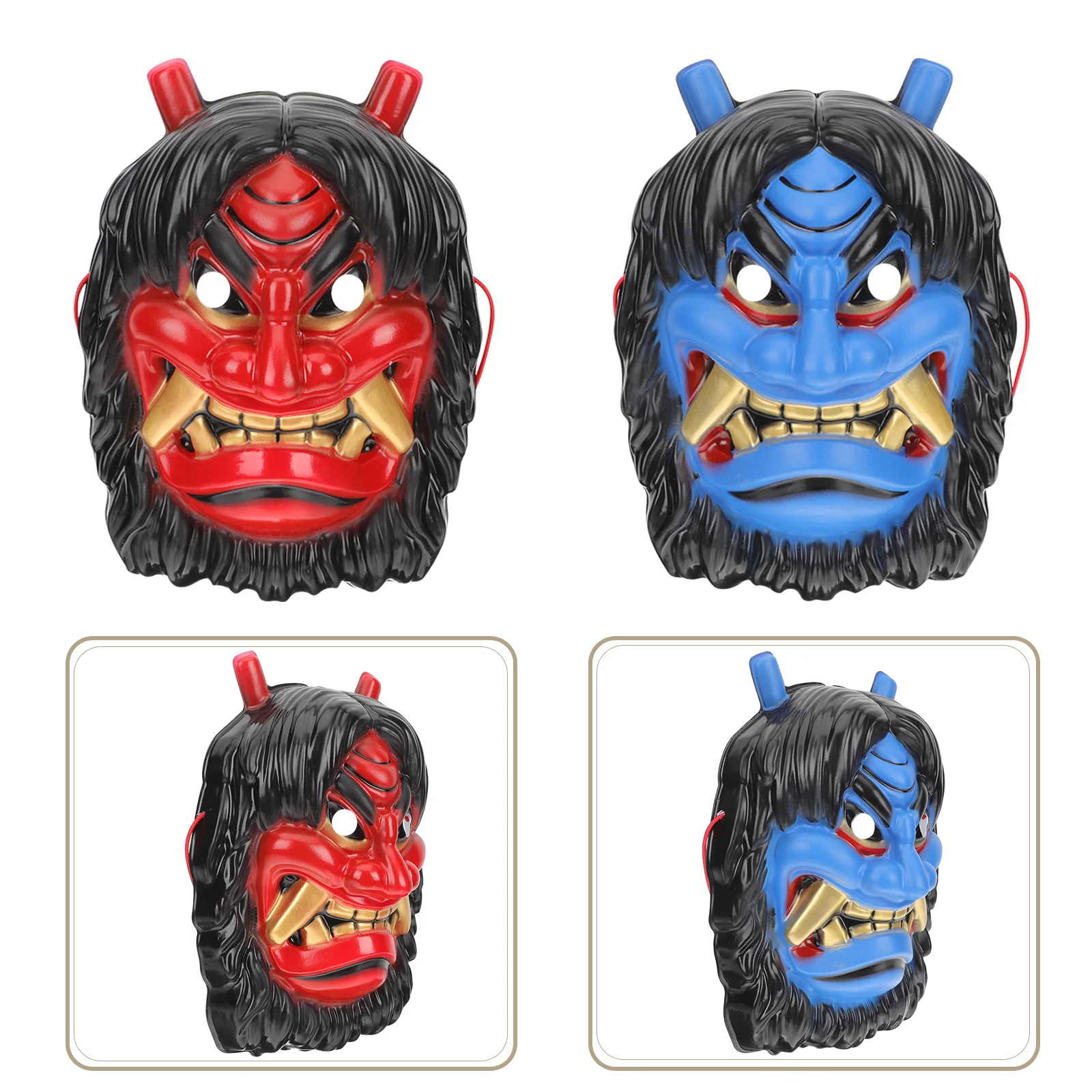 قطعتان من أقنعة Tengu أقنعة وجه مخيفة للهالوين خفيفة الوزن وآمنة للحفلات التنكرية قناع رعب قناع مزحة لتزيين المهرجانات