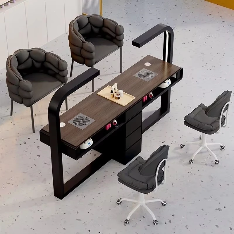 Economical multi-functional modern simple leather storage table and chair set