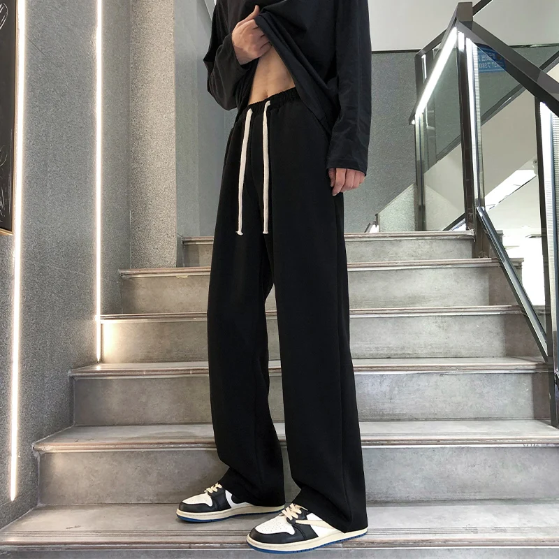 

Men's Spring Loose Straight Leg Wide Leg Casual Pants with A Sense of Drape Trendy High Street Versatile Sports Pants