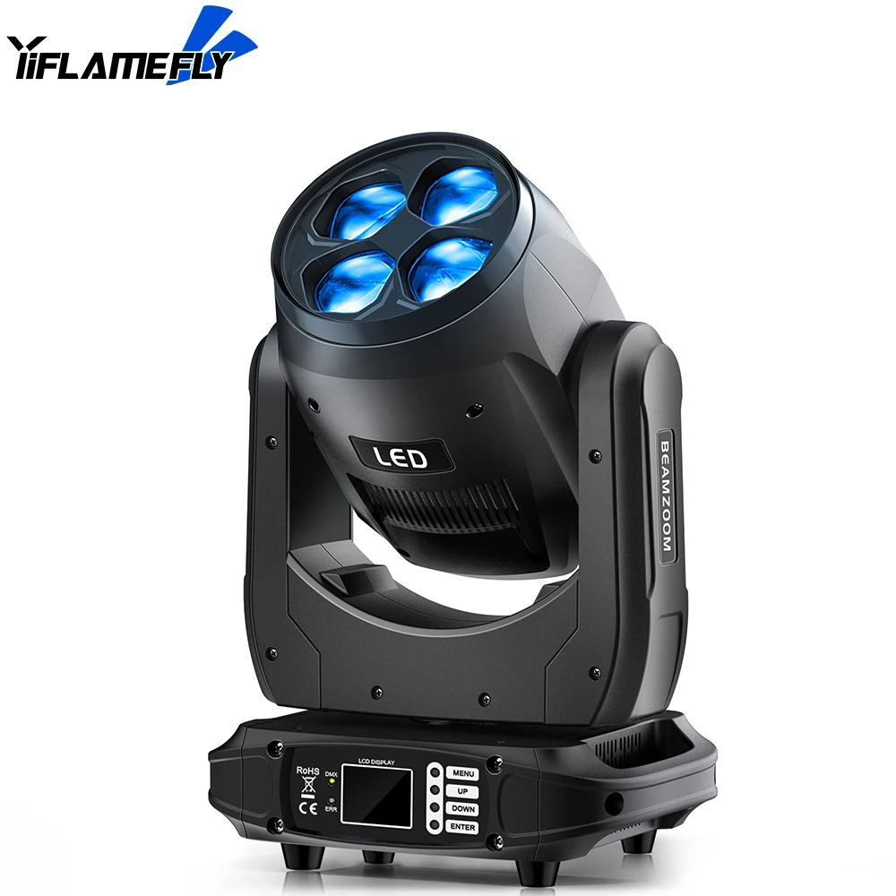 

Yiflamefly 140W LED Beam Moving Head Light 4-in-1 Zoom Effect Stage Light RGBW Light for Event Show Bar Pub Club Wedding Disco