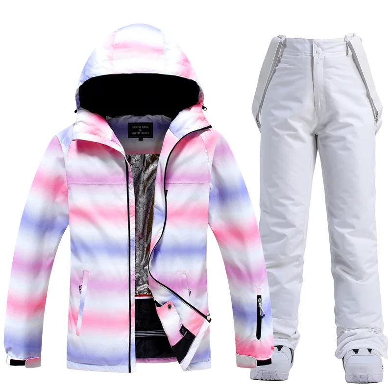 New Colorful Women Ski Suit Winter Super Warm Snowsuit Costumes Windproof Waterproof Snowboarding Skiing Jackets Female