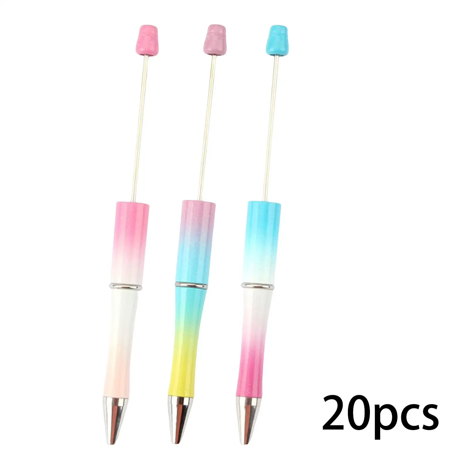 20Pcs Beadable Pens Kit Printable Women Girls DIY Ball Pen Bead Pens Rollerball Pen for Exam Writing Drawing School Journaling