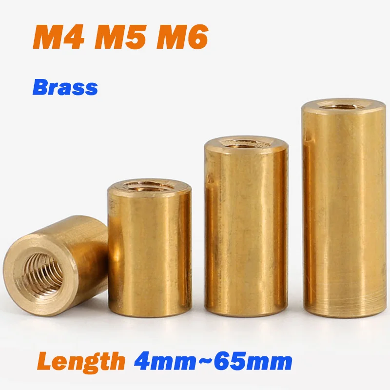 Brass Lengthen Round Nuts M4 M5 M6 Length 4mm~65mm Standoff Spacer Pillar Sleeve Tubular Nuts Joint Sleeve Nut