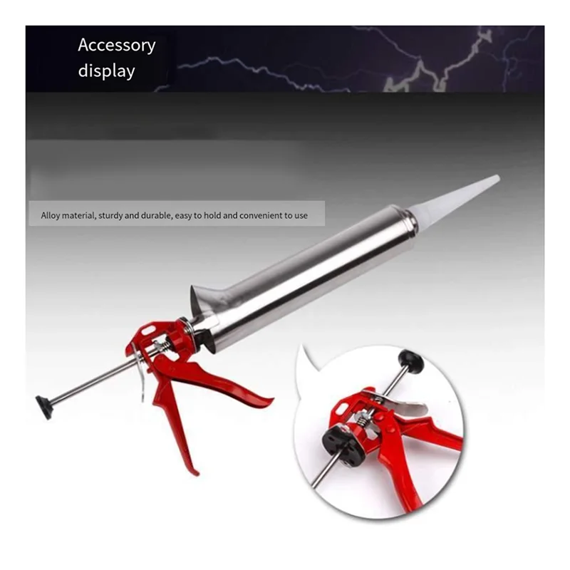 

A26F-Mortar Gun Set Pointing Grouting Gun Sprayer Brick Cement Tile Tool For Brick Paving Replaceable Nozzle W/ 2 Nozzles