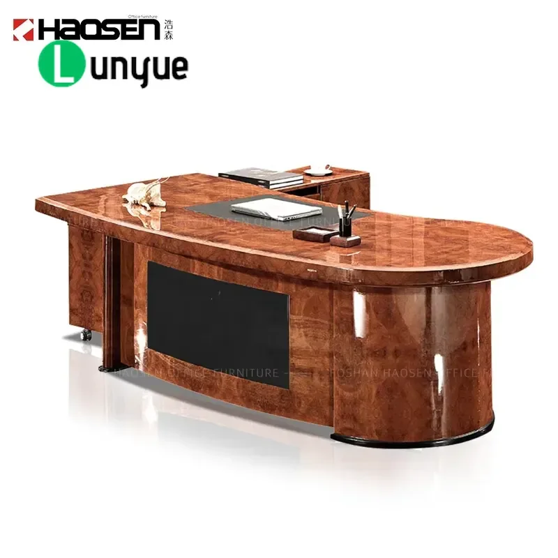 Executive Office Desk Curved Business Computer Table with Chair Modern Workstation for Home Office Professional Furniture