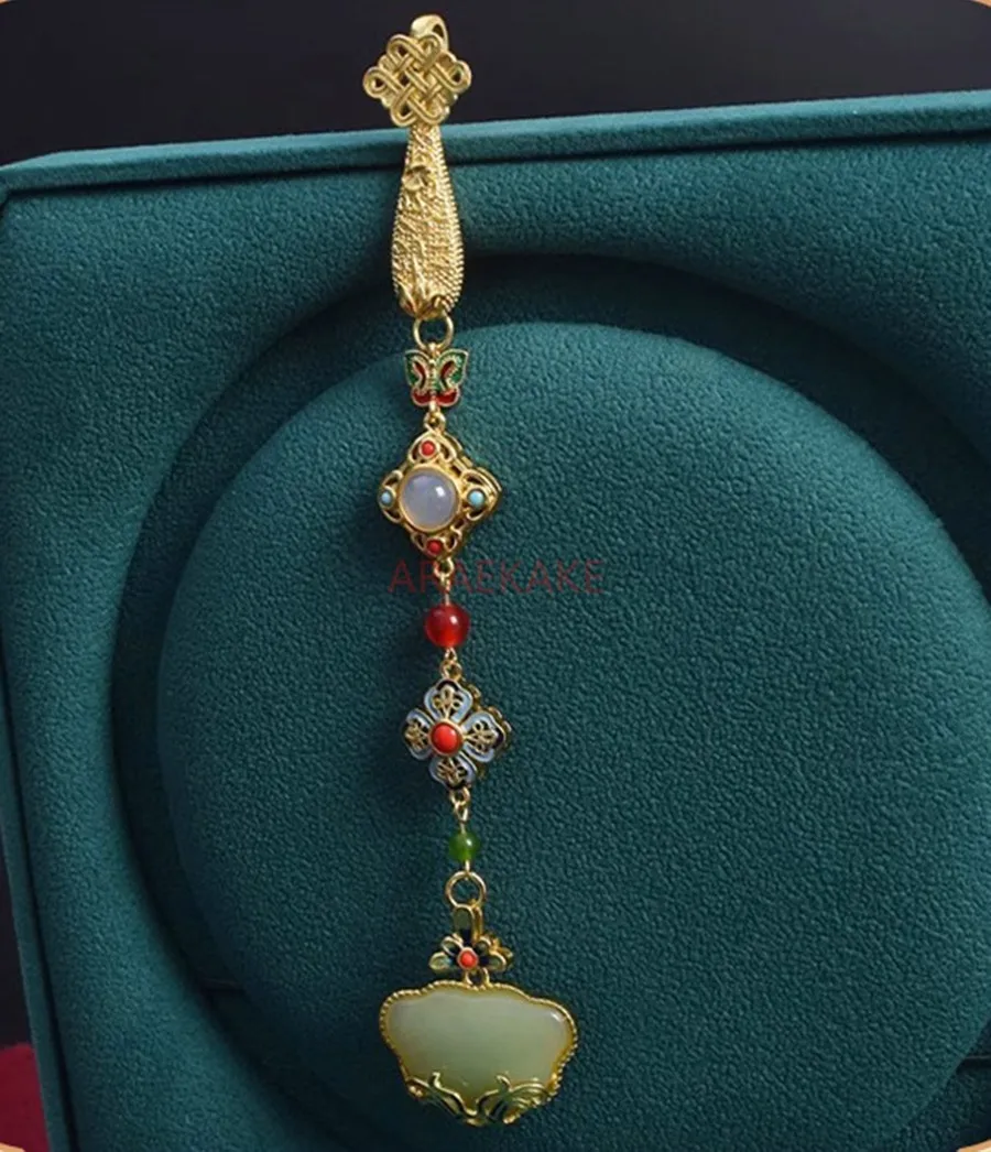 الرجعية الصينية ضغط الرياح التلبيب شيونغسام قطري التلبيب قلادة شرابة قصر نمط بروش قلادة #2