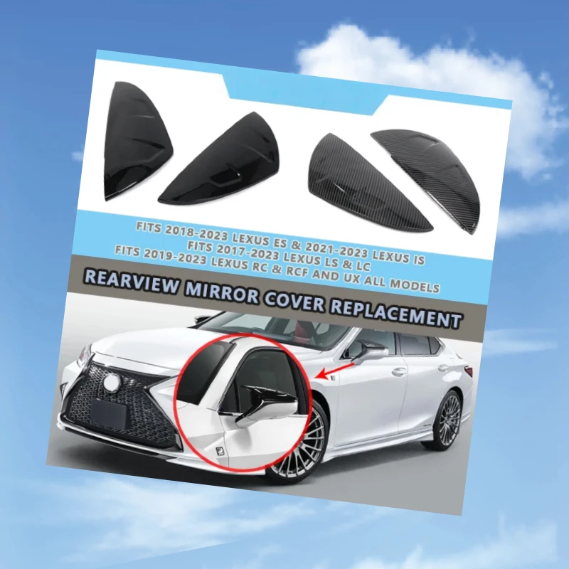 

2Pcs M Style Side Car RearView Mirror Cover Caps For 2018-2023 LEXUS ES200 ES300 ES350 / 2021-2023 IS300 IS350 IS500