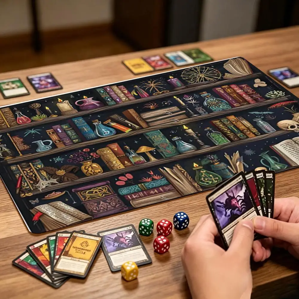 Witch Apothecary Potion Cabinet Playmat Non-Slip Rubber Base TCG Card Game Mat Gaming Mouse Pad Vintage Magic Desk Mouse Mat