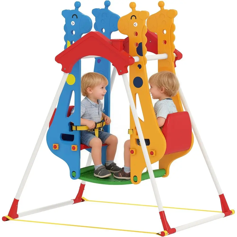 

Dual-Seat Indoor Swing for Toddlers, Safety Belts, Metal Frame, Suitable for Ages 3-5, Versatile for Play and Living Spaces, Mul