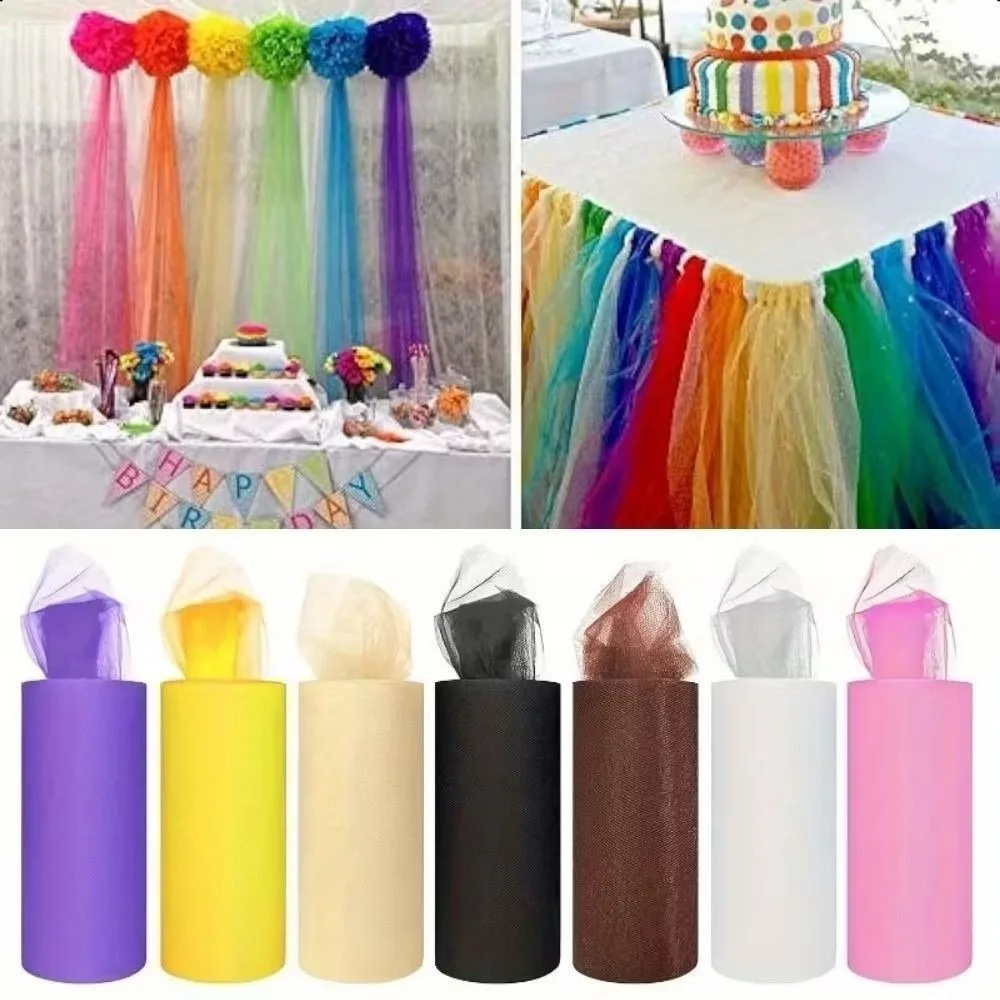 Multi-clolor Tulle Mesh Ribbon DIY Craft Soft Sheer Tulle Fabric Ribbon Decorative 15cm Width Festival Decoration Drape
