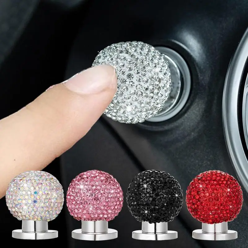 Car Diamond One-button Start Rhinestones Engine Start Button Protective Cover Shiny Car Engine Start Stop Trim Ring Button Cover