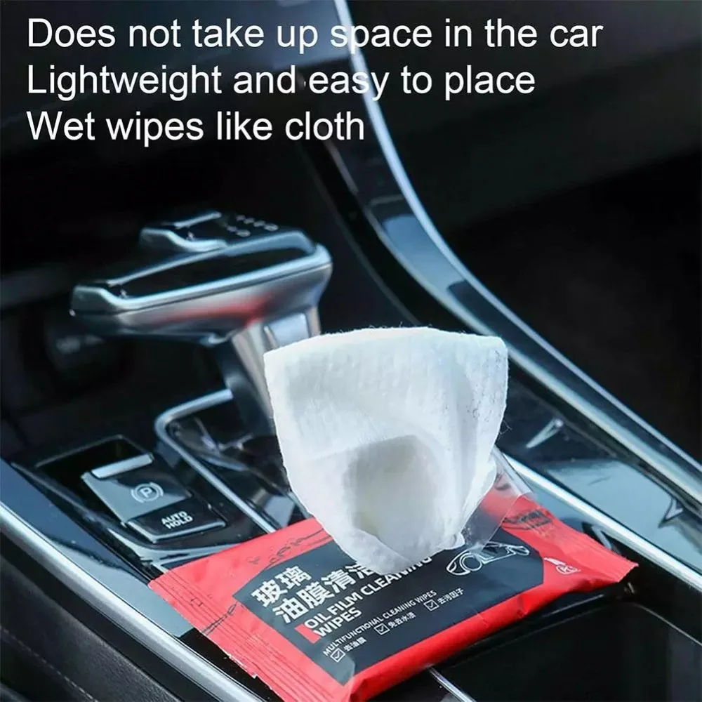5 Bags Portable Car Glass Oil Film Removal Wipes Dusting Wipes Anti-rain Car Windshield Glass Cleaner Oil Stain Cleaner Anti-fog