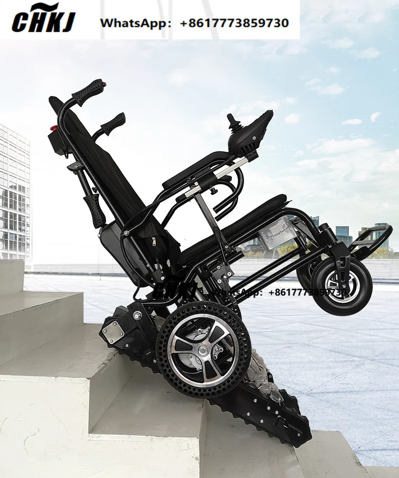 CHKJ for Lightweight Folding Electric Wheelchair for Adults Stair Lift Climbing & Rehabilitation Therapy Supplies
