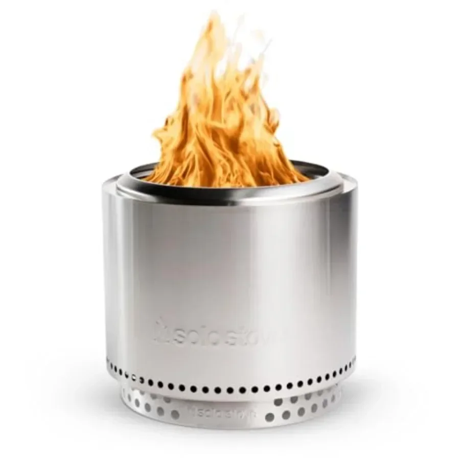 w/Stand 19.5 Smokeless Wood Burning Fire Pit for outdoor use, steel construction, black finish, smoke-reducing design