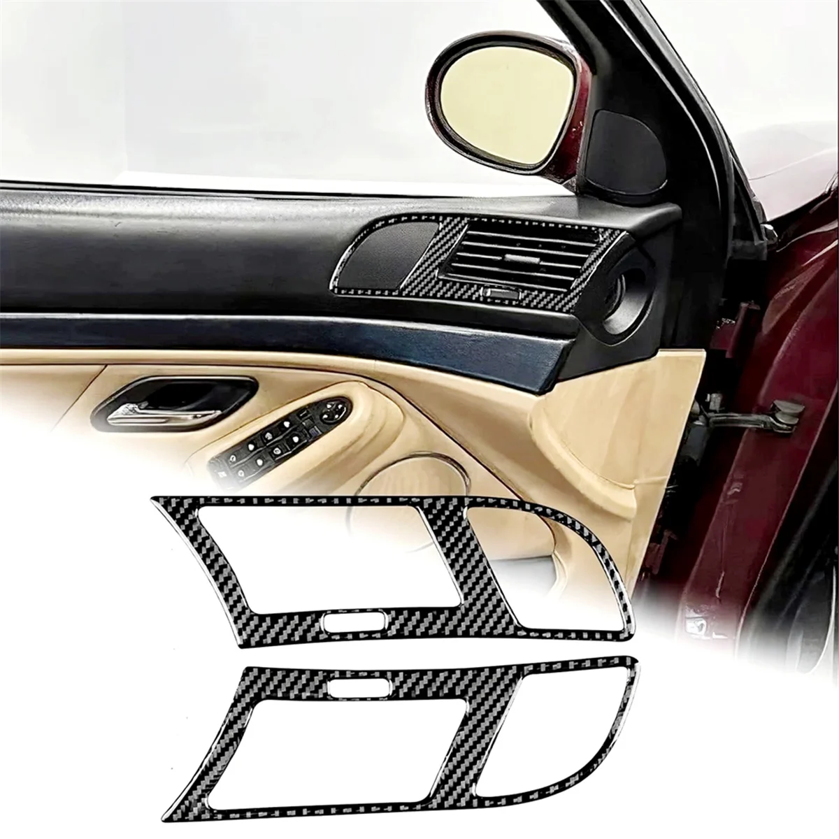 Couvercle de panneau de haut-parleur audio de sortie d'air de porte de voiture en fibre de carbone souple, garniture intérieure, BMW Série 5, E39, 1998-2003