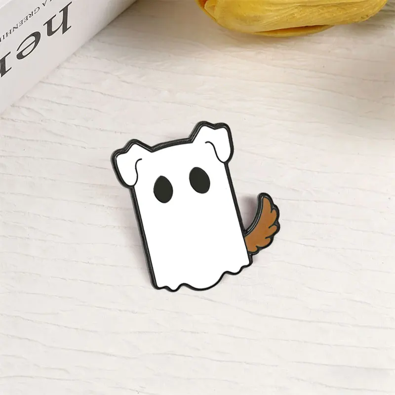 Niedliche Geisterkatze mit Daumen nach oben Emaille-Abzeichen Kawaii Geister-Pin Halloween Metallbrosche Revers-Accessoire Geschenk für Kleidungsaccessoires – Detail 7