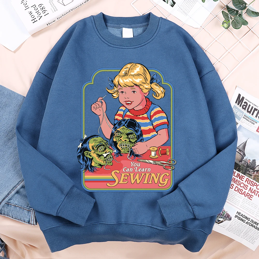 You Can Learn Sewing Comics Print Hoody Men Women Loose Casual Hoodie Personality Loose Sweatshirt Crewneck Pullover Hoodies