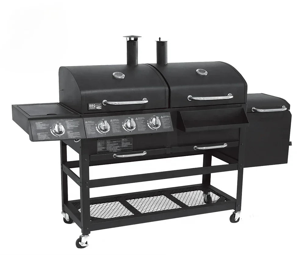 Outdoor Garden Large Gas And Charcoal Grill Combo Smokeless Barbecue BBq Commercial Grill